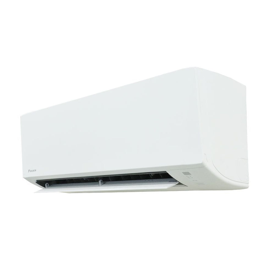 Daikin Sensira binnenunit, schuin van links met open klep