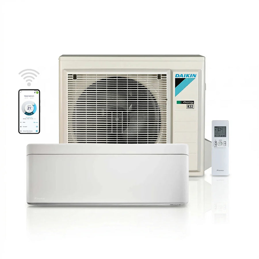 Daikin Stylish binnenunit, buitenunit, afstandsbediening en app, wit